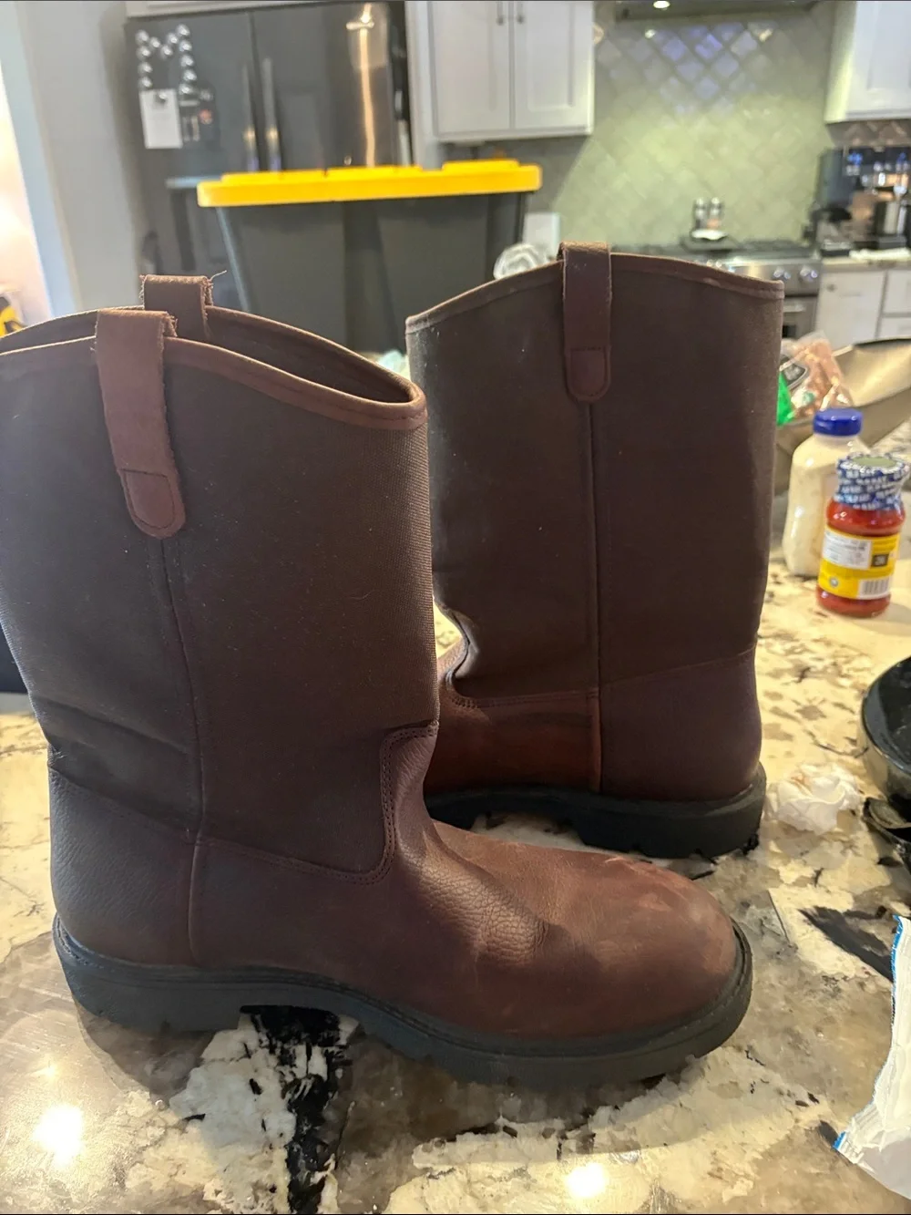 Georgia Boot Dark Brown Pull-On Work Boots with Lug Sole